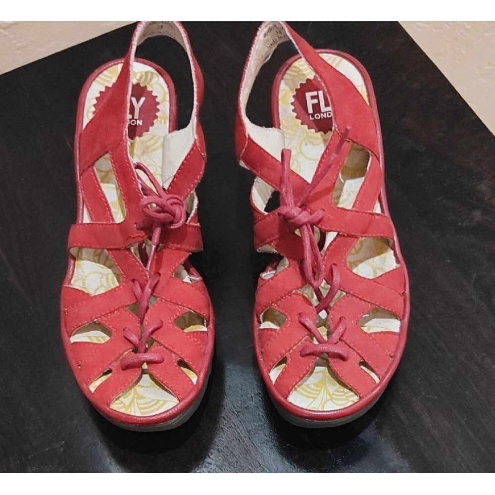 Fly London Red Leather Sandals EUC